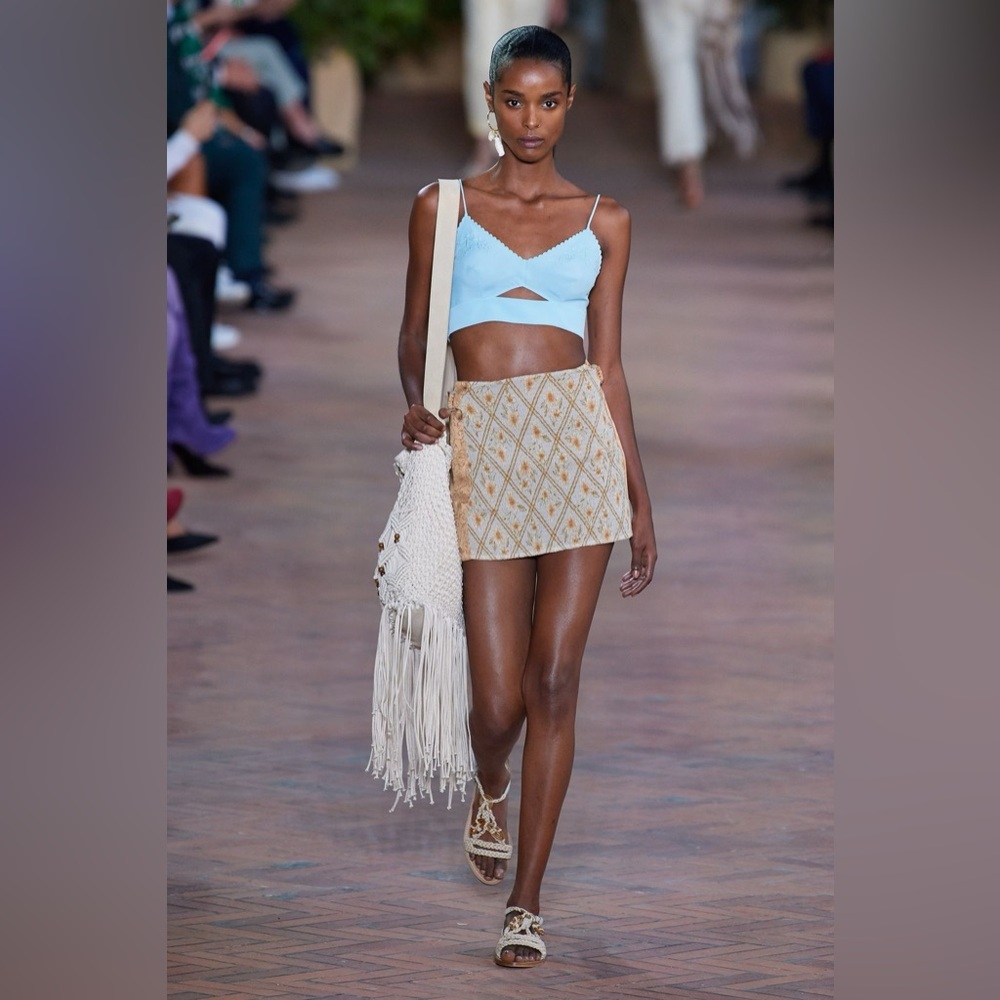 Alberta Ferretti SS21 Minty Blue Embroidered Bra